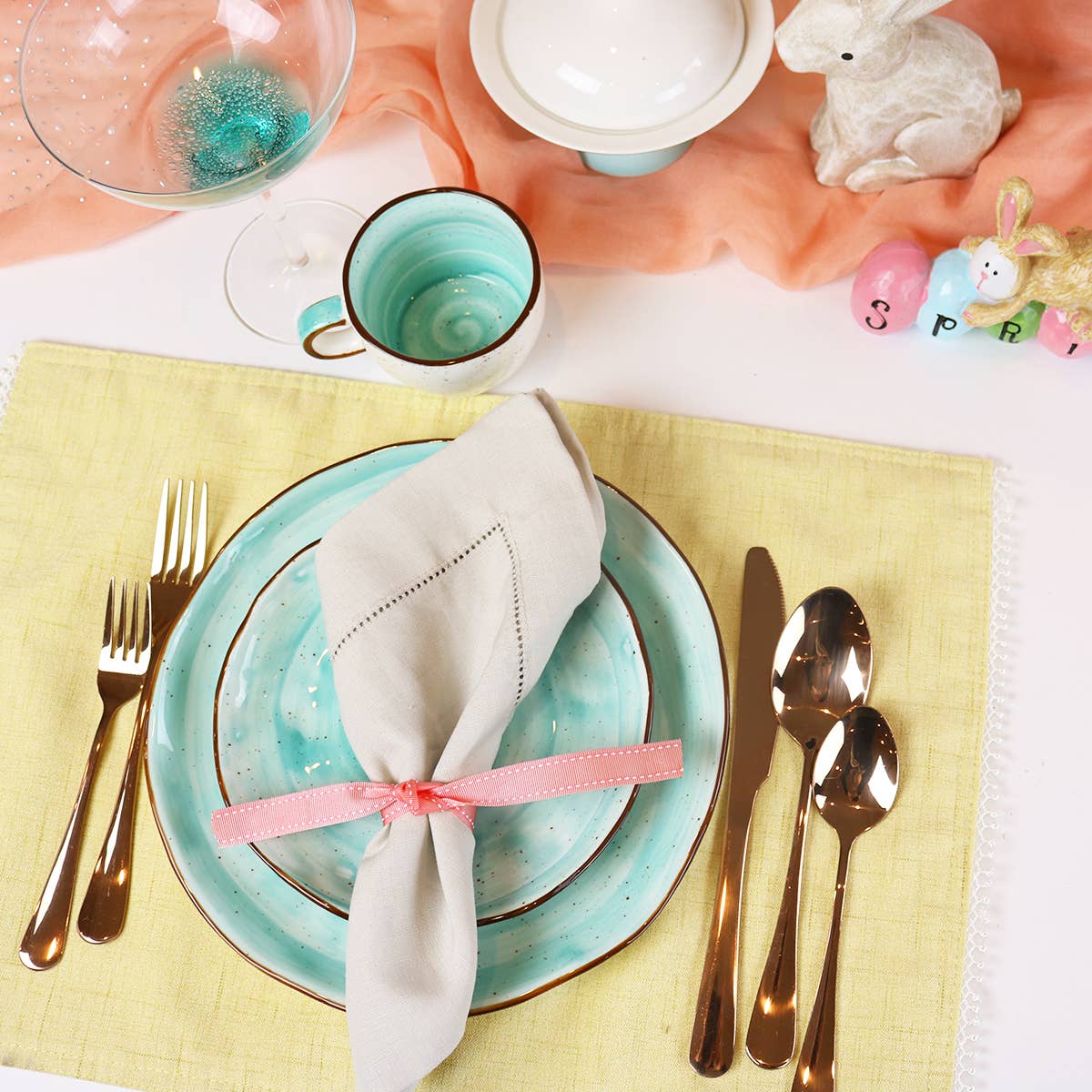 Little White Dish - Wholesale Dinnerware Set - Cabana Turquoise Dinnerware- 20 Pieces3