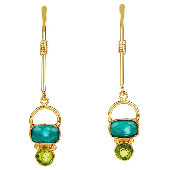 Chalcedony & Peridot Horsebit Bar øreringe for engroshandel hos Elyssa Bass Designs