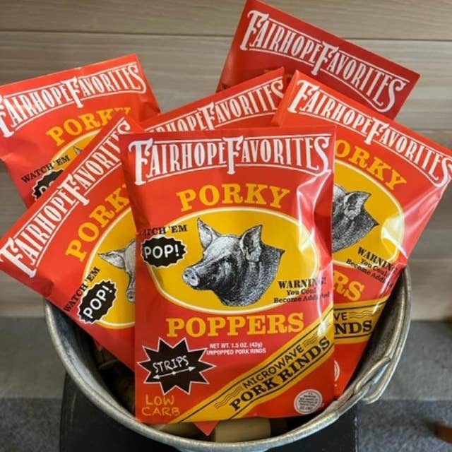 Fairhope Favorites, Inc. - Wholesale Puffed Snack - Porky Poppers - Microwave Pork Rinds