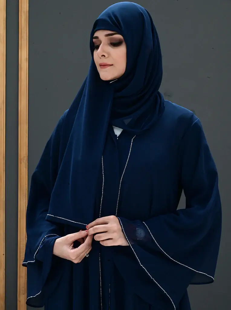 Multi Colored Sareena Front Open Stonework Abaya  for wholesale on Faire2