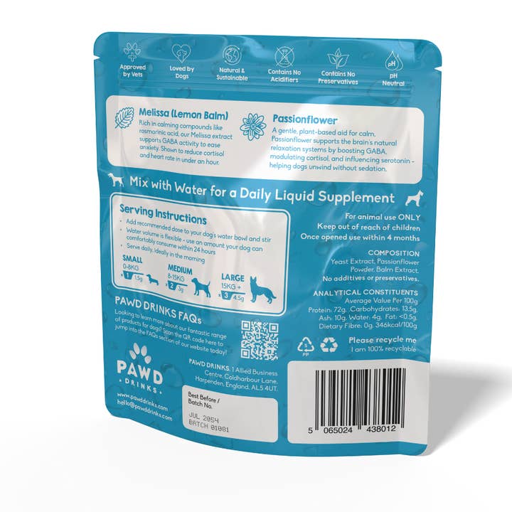 PAWD Drinks – wholesale Pet supplement – Dog – Calming Pouch (1 Pack)1