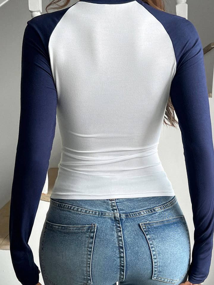 NINEXIS - Wholesale Knit Top - Women's - CWTTL2026_SEXY ROUND NECK CONTRAST COLOR LONG SLEEVE T-SHIRT9