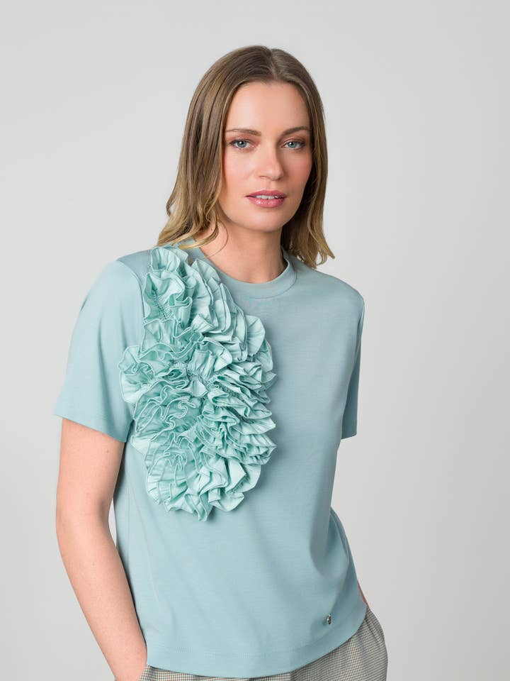 Maglietta con applicazione in popeline di cotone per la vendita all'ingrosso da parte di Etiem