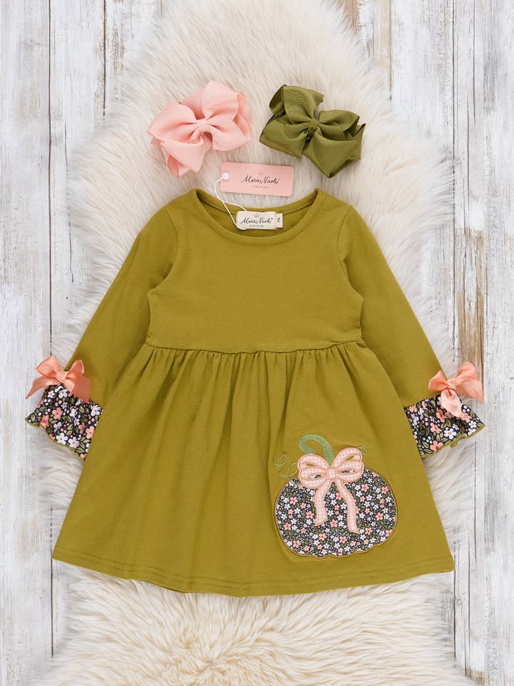 Marie Nicole Clothing - Wholesale Dress - Kids - Bow & Blossom Harvest Embroidered Dress