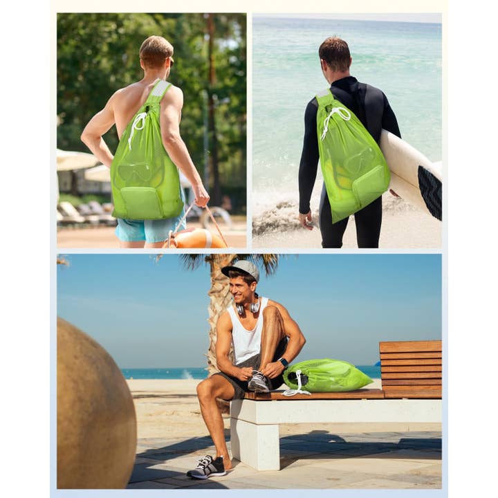 wandf - Wholesale Beach Bag - Mesh Drawstring Bag Swim Bag Quick-Dry Shoulder Strap8