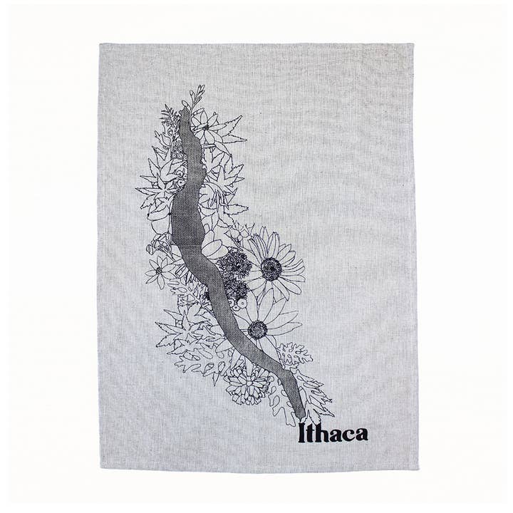 Ithaca Cayuga Lake Hand-printed Tea Towel for wholesale by Planetarium