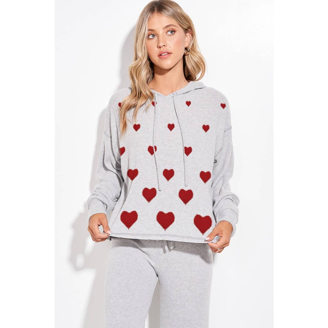 Phil Love - Wholesale Graphic Sweatshirt - Women's - Heart print soft rib Hoodie loungewear set4