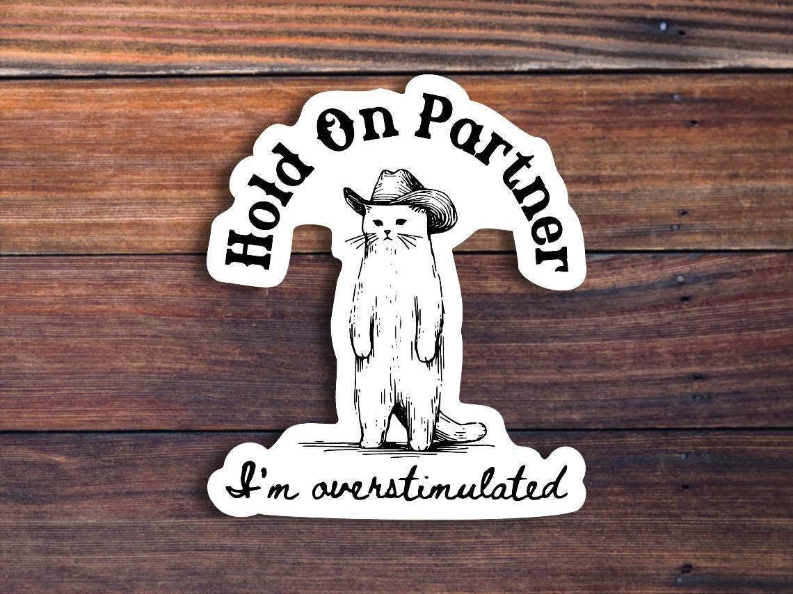 Sticker Horse - Wholesale Sticker - Hold On Partner I'm Overstimulated Sticker