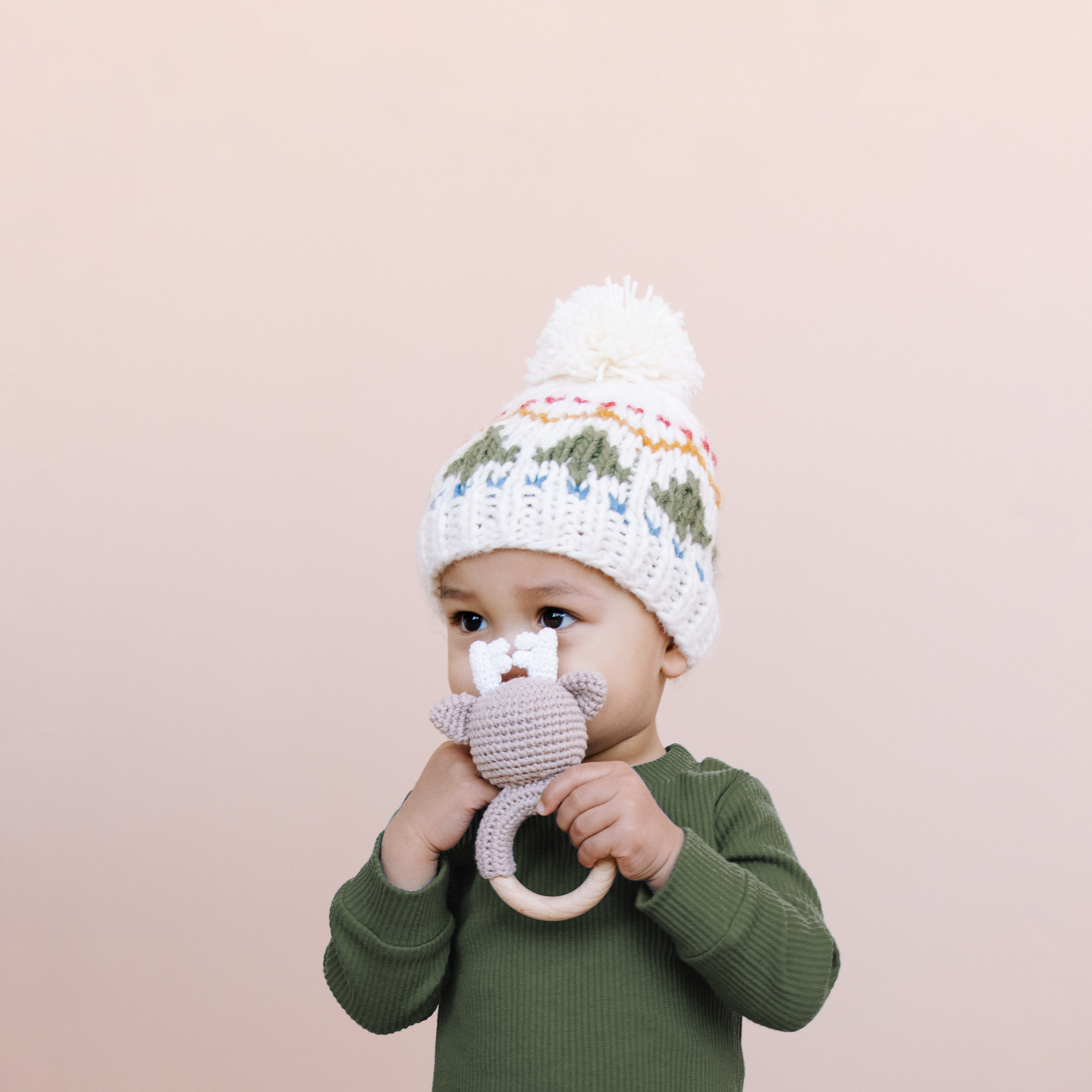 The Blueberry Hill - Vente Anneau de dentition sans clip – bébé - Hochet en crochet de dentition en coton pour bébé Cadeau de Noël 20253