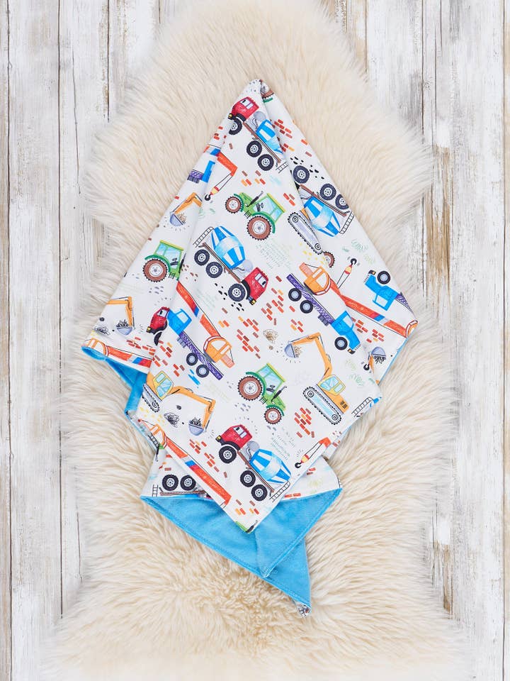 Construction Cuddles Minky Blanket for wholesale by Marie Nicole Clothing
