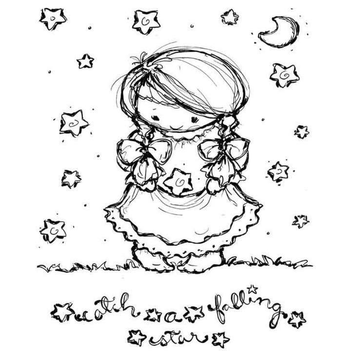 Catch A Falling Star Cling Mounted Rubber Stamp for wholesale by Stamp Addicts