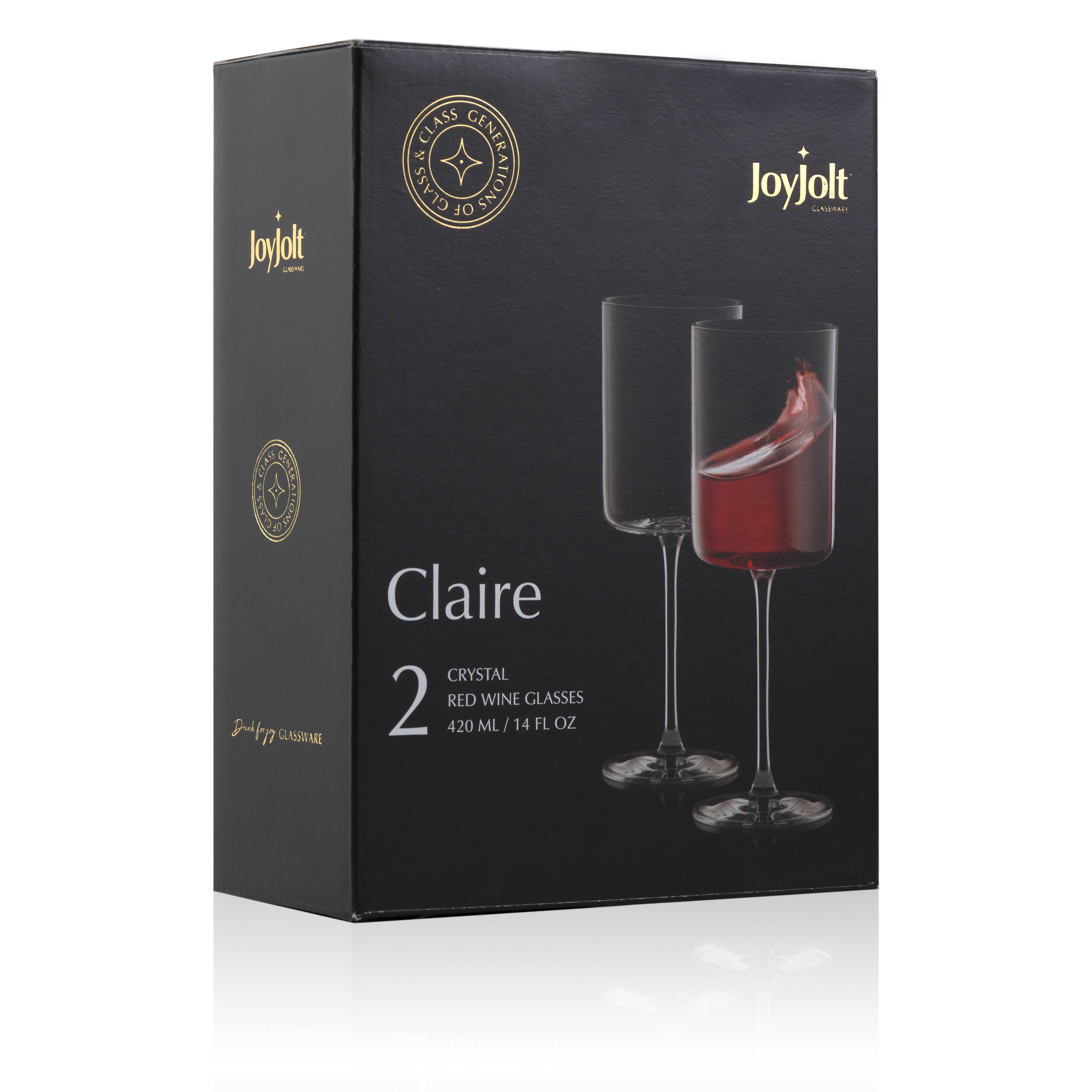 JoyJolt - Wholesale Wine Glass - Claire Crystal Stemmed Red Wine Glasses - Set of 25