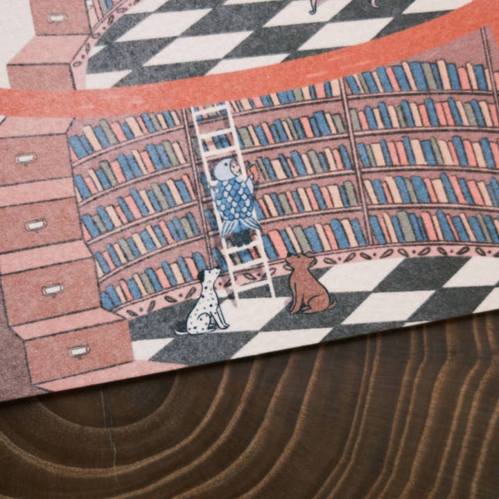 Justine Gilbuena - Wholesale Postcard - Spooky Lighthouse Bookshop Postcard Art Print