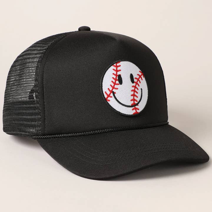 Baseball Happy Face Trucker Hat for wholesale by Ivy + Cloth
