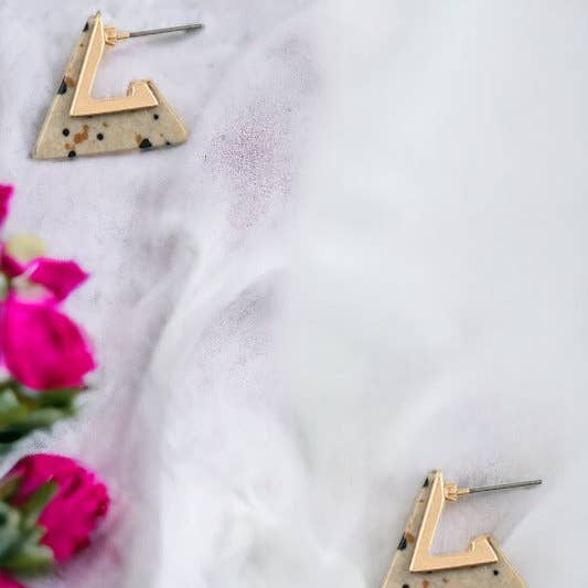 Andrea Bijoux - Wholesale Stud/Post Earrings - Semi Triangle Gem Accent Post Earring