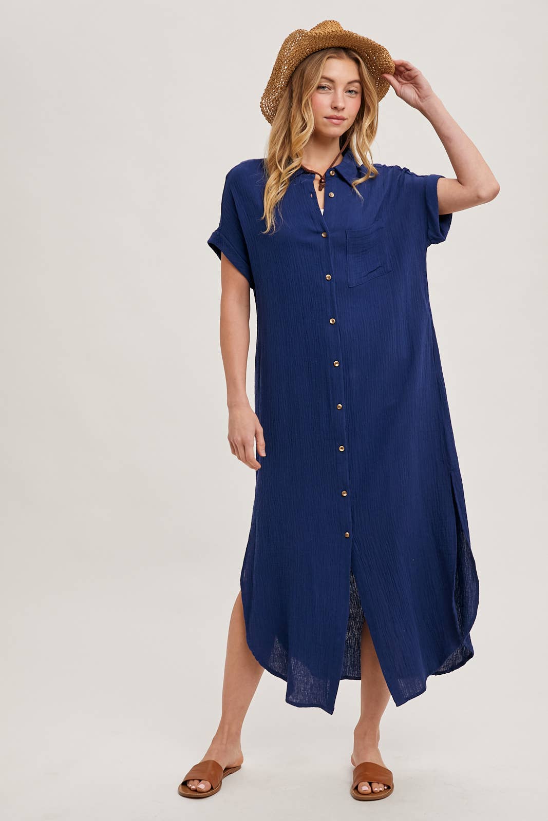 Bluivy - Wholesale Dress - Women's - BUTTON UP MAXI SHIRT DRESS WITH POCKET15