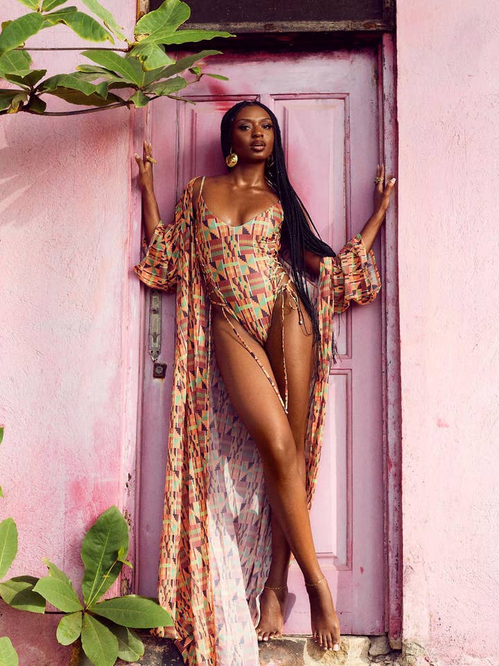 YAA YAA - Costume intero - African Kente KUMASI PRINT per la vendita all'ingrosso da parte di Ashanti Swimwear