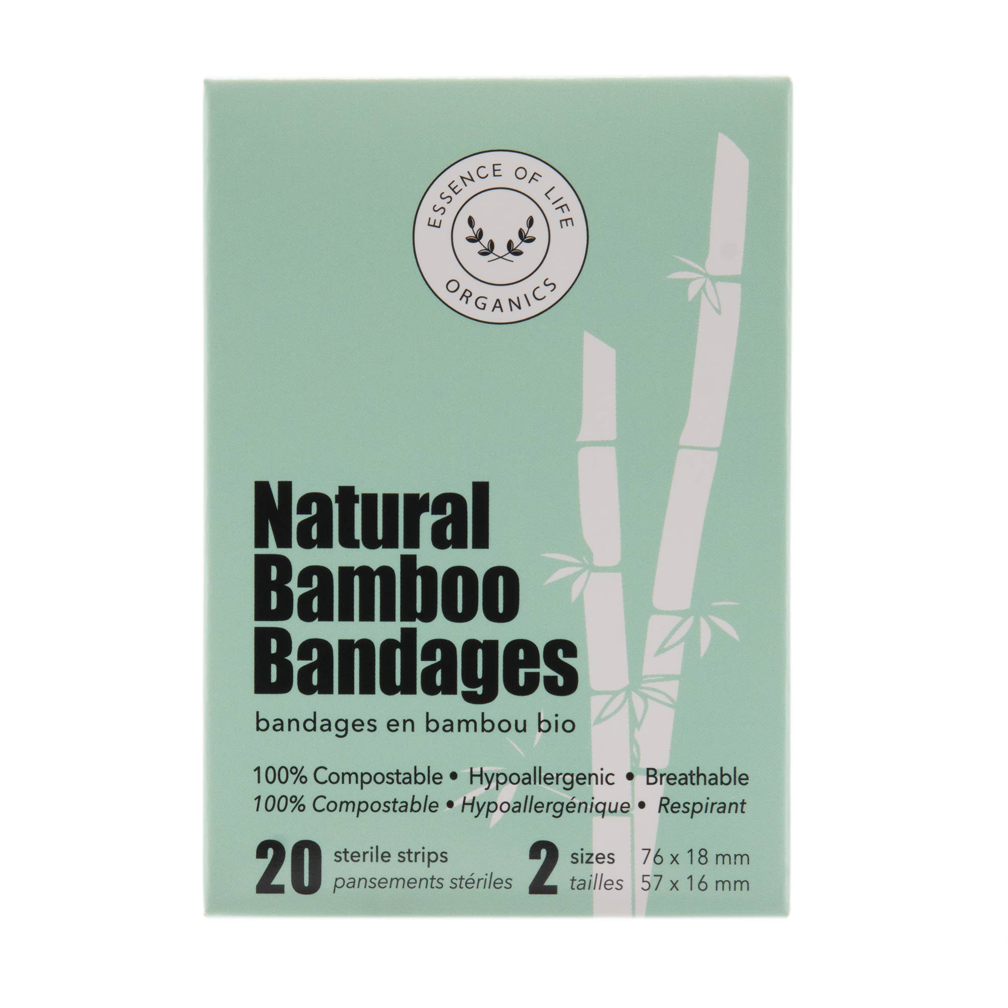 Essence of Life Organics – wholesale Plasters/bandages – 100% Biodegradable Bamboo Bandages, 20 Strips (2 Sizes)1