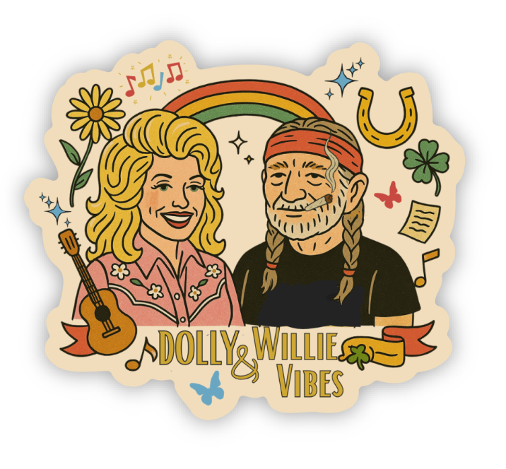 inviting affairs paperie – wholesale Sticker – Willie and Dolly Vibes Sticker  0