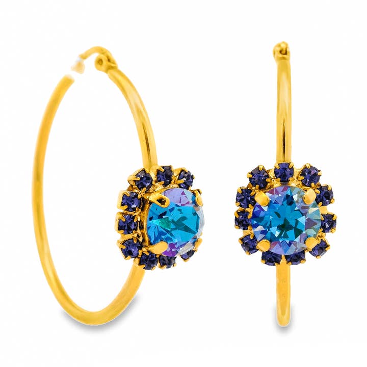 TOVA - Wholesale Hoop Earrings - Mini Bianca Hoops in Ice Blue Glimmer0