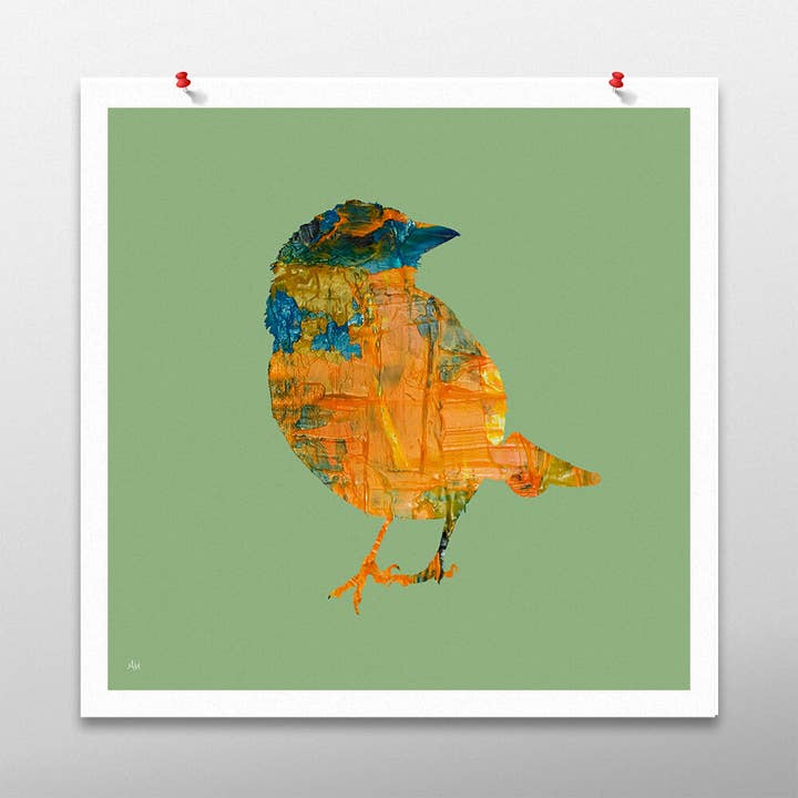 Œuvre d'art en pinson, décoration murale en vert sauge, sans cadre. pour la vente par Studio byAbi