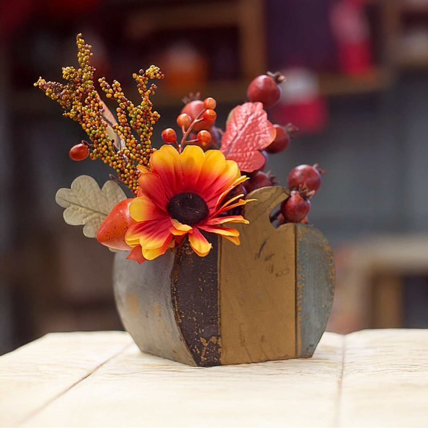 Jacobson - Wholesale Planter Box - Distressed Pumpkin Planter Box - Wood - Box of 122