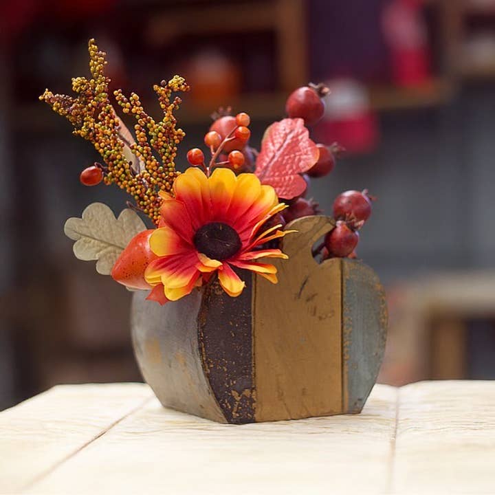 Jacobson - Wholesale Planter Box - Distressed Pumpkin Planter Box - Wood - Box of 122