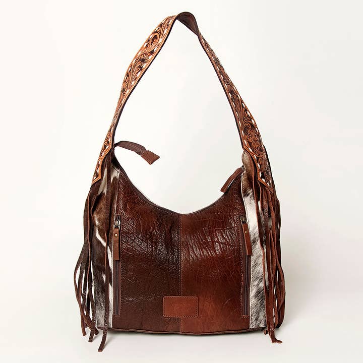 LS Western - Wholesale Shoulder bag – women's - LC-ADBGA214 American Darling Hobo Bag Hair-On Hide with Tooled Leather Strap10