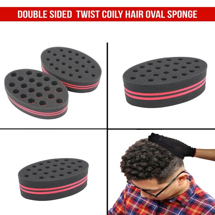 UB BRANDS INC - Wholesale Hair Brush/Comb - Double-Sided Twist Coily Hair Oval Sponge for Men & Women