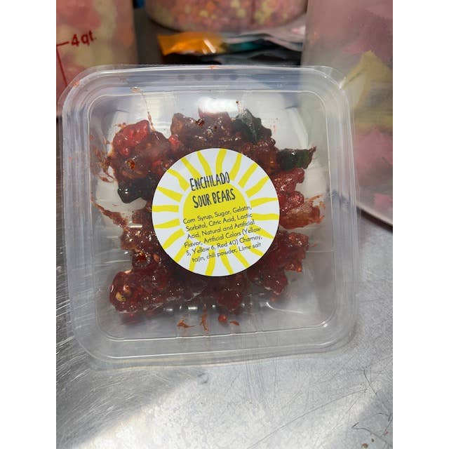 Enchilado Gummy Bears -Tajin,Chamoy,LimeSalt,ChiliPowder for wholesale by Rodgers jam berries
