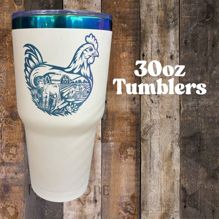 30 oz Laser engraved chicken on ombre for wholesale by Faith'sVarietyShop