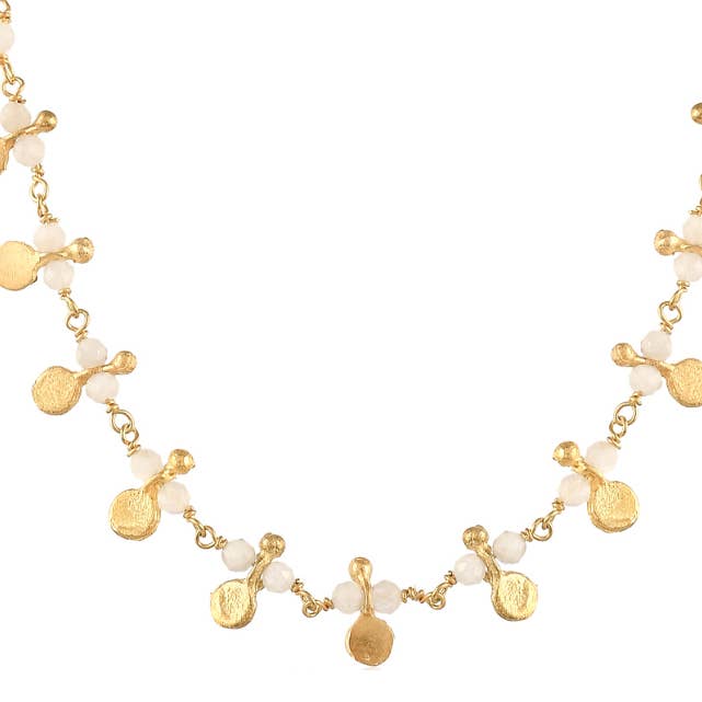 Colar Moonstone & Mini Disco por atacado de POMEGRANATE