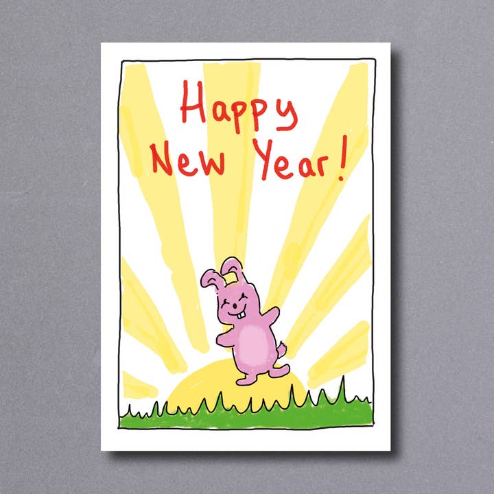 Nyår Rabbit - gratulationskort för wholesale av Little Gallery