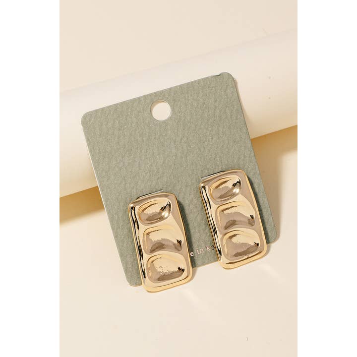 Dented Metallic Rectangle Stud Earrings for wholesale by Anarchy Street