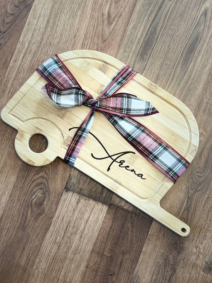 Engraved Camper Serving Board for wholesale by LivaBella Designs