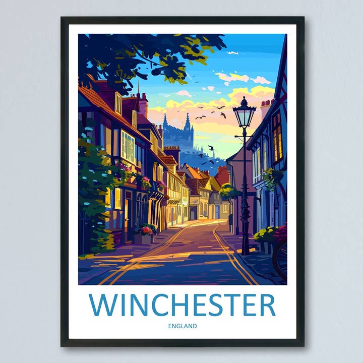 Winchester Reise Druck Wandkunst Winchester Wandbehang Wohnkultur Winchester Geschenk Kunstliebhaber England Kunstliebhaber Geschenk Winchester Reise für den Großhandel von TravelzonaArt