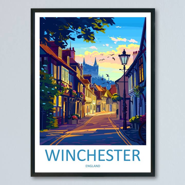 Winchester Travel Print Wall Art Winchester Wall Hanging Home Décor Winchester Gift Art Lovers England Art Lover Gift Winchester Travel for wholesale by TravelzonaArt