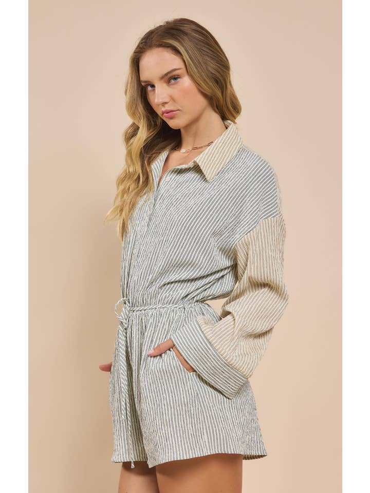 Sadie & Sage - Venta al por mayor Peto - Mujer - Pelele a rayas en contraste de In The Clouds: CREAM NAVY