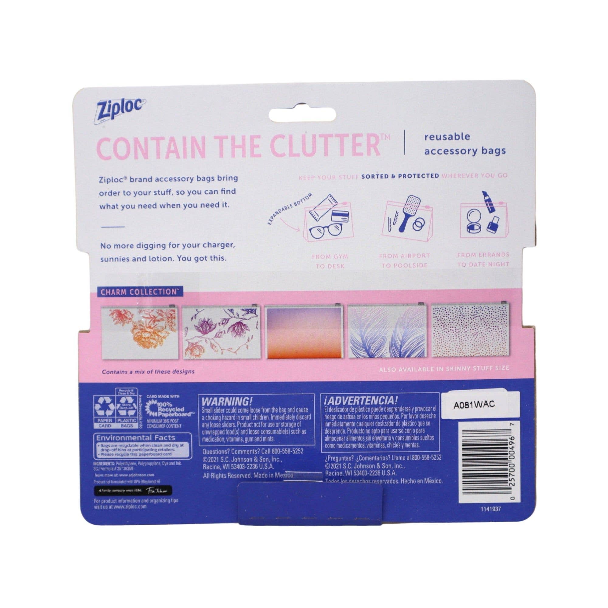 First Choice Buying – Großhandel Schmink-/Kosmetiktasche – Ziploc Essential Stuff Wiederverwendbare Zubehörbeutel, 5 Beutel1