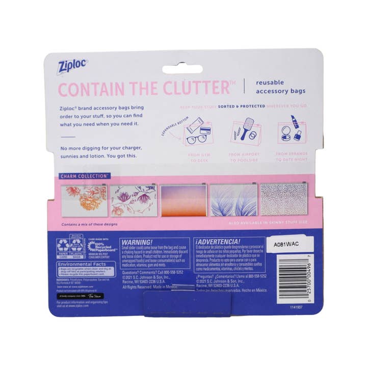 First Choice Buying – Großhandel Schmink-/Kosmetiktasche – Ziploc Essential Stuff Wiederverwendbare Zubehörbeutel, 5 Beutel1