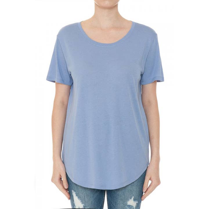 OVERSIZED ROUND NECK SHORT SLEEVE TOP WITH CURVED HEM for wholesale by UP CLOTHING