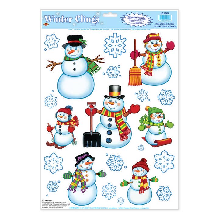 Snowman/Snowflake Clings for wholesale by Beistle