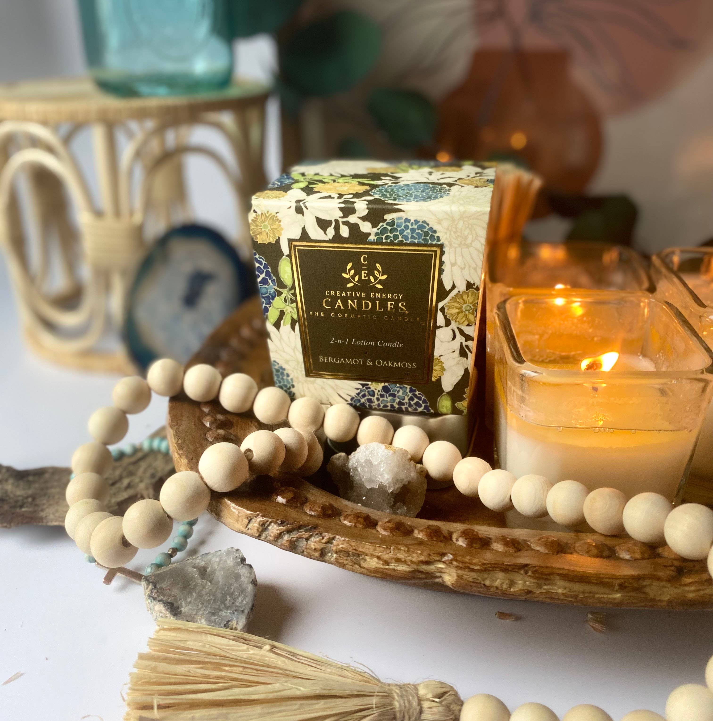 Creative Energy Candles - Vente Bougie en bocal - Bergamote et mousse de chêne : bougie de lotion de soja 2-en-14