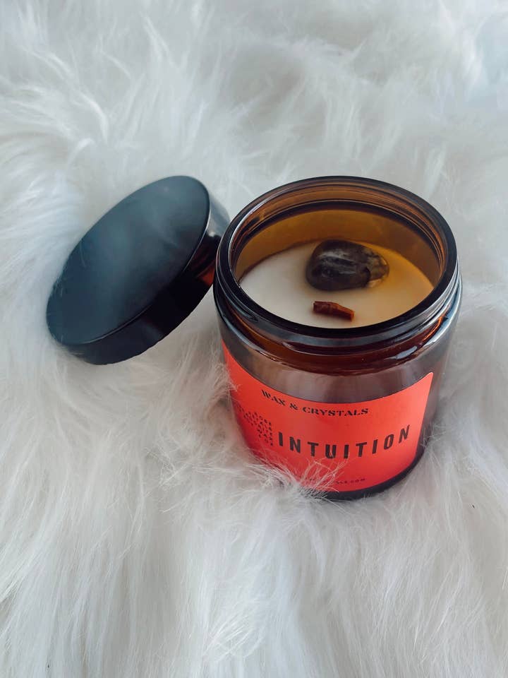 Rose Petal Scented Intuition Candle 6.7 oz for wholesale by Wax and Crystals