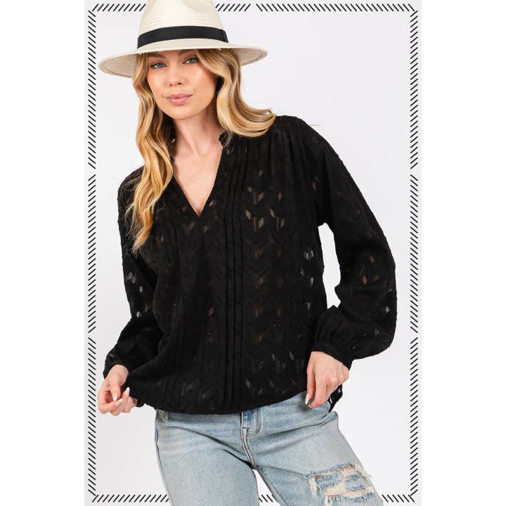 CAMICIA CON SCOLLO A V IN JACQUARD (ST7169) per la vendita all'ingrosso da parte di Sage + Fig