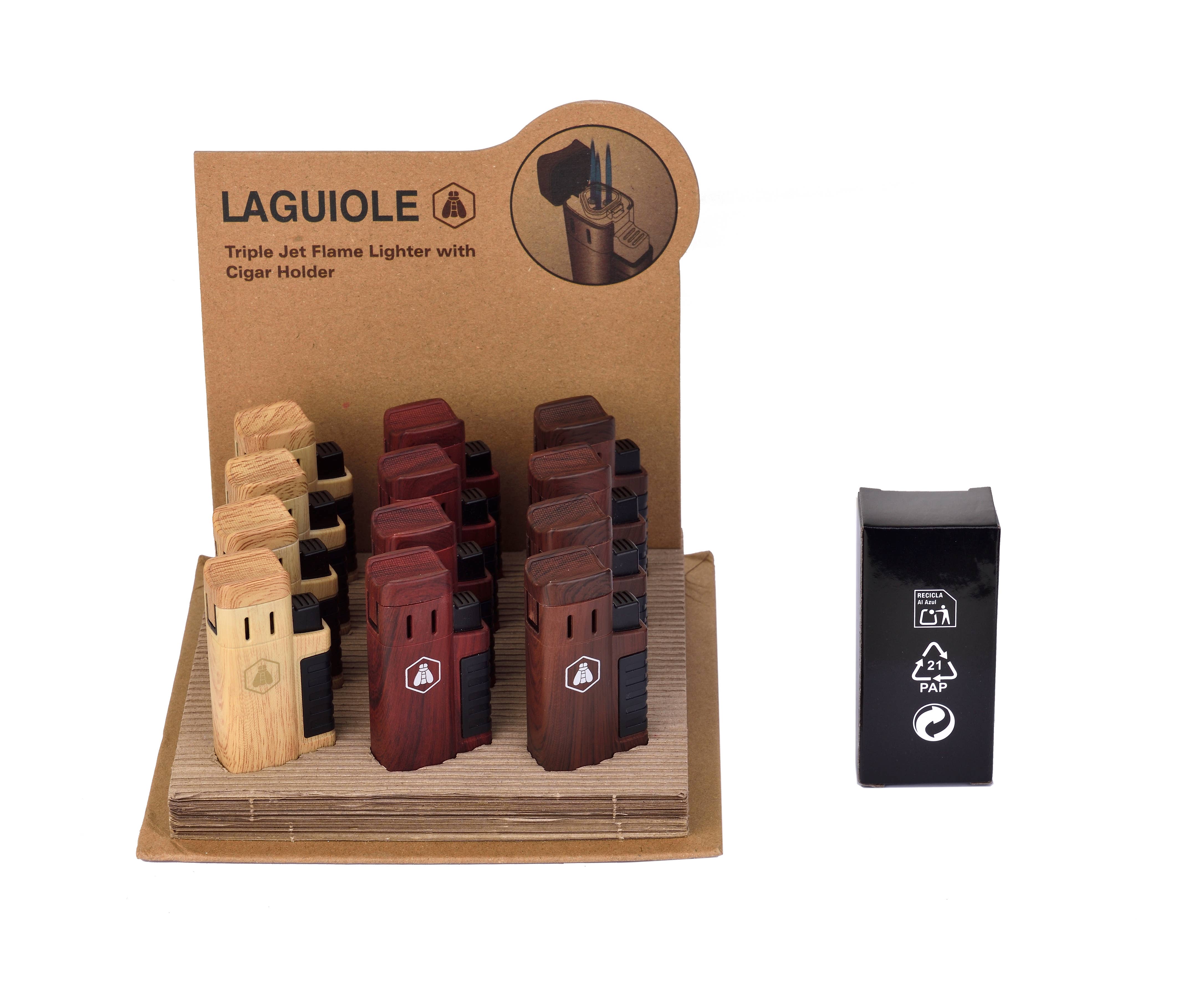 Laguiole - Wholesale Lighter - Laguiole Display of 12 triple flame lighters and cigar holder9