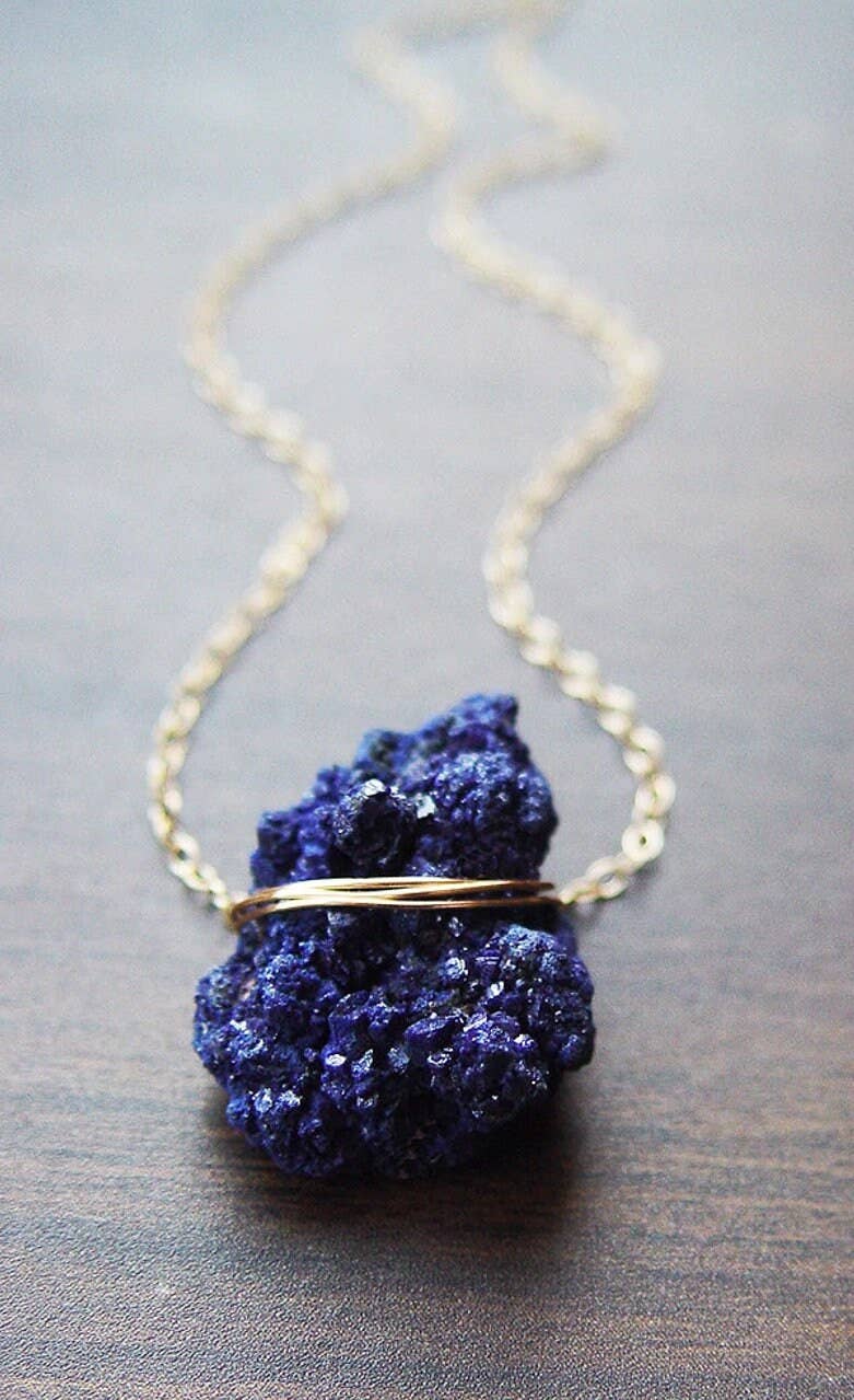 Friedasophie - Wholesale Pendant/Charm Necklace - Indigo Azurite Crystal Gold Necklace1