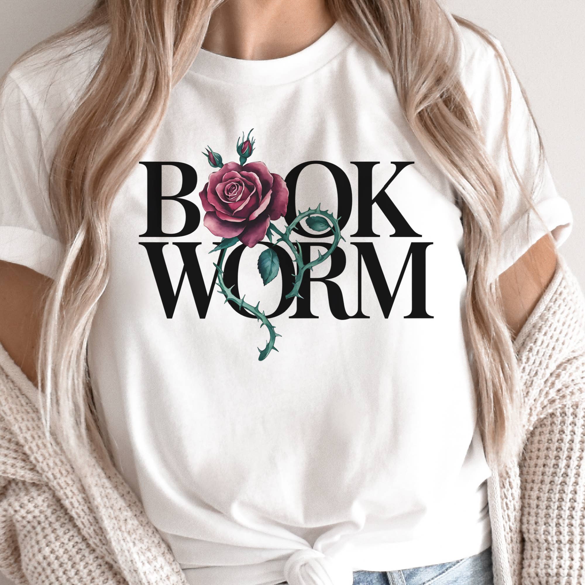 Par.tees by Party On! - Wholesale T-Shirt (Graphic) - Unisex - Book Worm Bookworm Reading Reader Coffee Rose Graphic Tee4