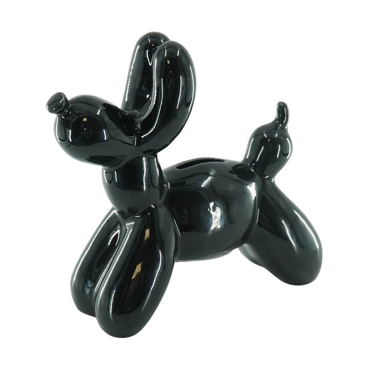 Housevitamin bv – wholesale Spargrisar och myntsamlare – Ornament - Sparbössa Ballonghund - Keramik - Svart - 17x7x17cm0