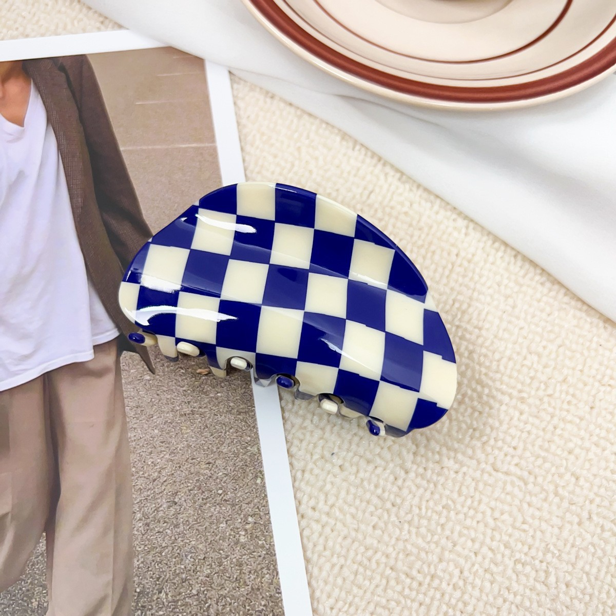 ACCITY - Wholesale Hair Clip - Women's - Checkerboard Hair Claw – Candy Color Acetate Look_CWMM1008416